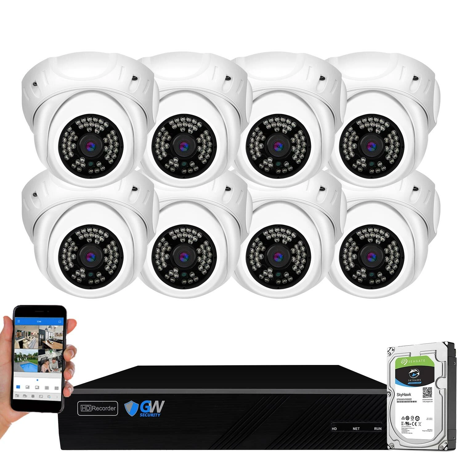 8CH 8MP 4K NVR 8 X 5MP PoE Microphone Human Detection IP Security Camera System — GW4108EP-5091IP-8-2T Cctv Cameras