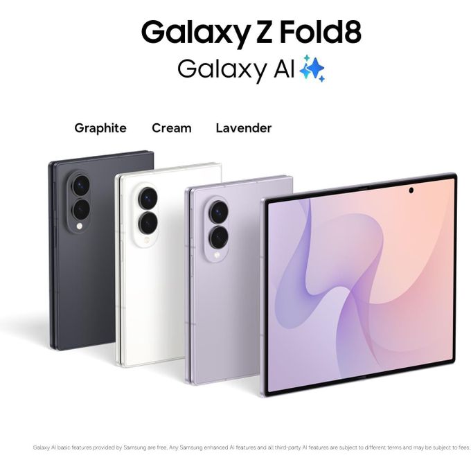 New Samsung Galaxy Z Fold8 - 7.6" 16GB RAM 1TB ROM 50MP 4800mAh - Lavender — Samusung Phones