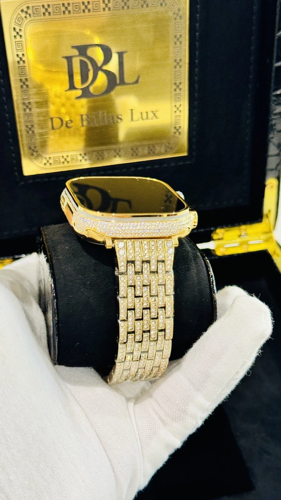 CUSTOM 24k Gold Plated Apple Watch ULTRA 3 49mm Zircon Diamonds ICED Gold Band — Apple Watches