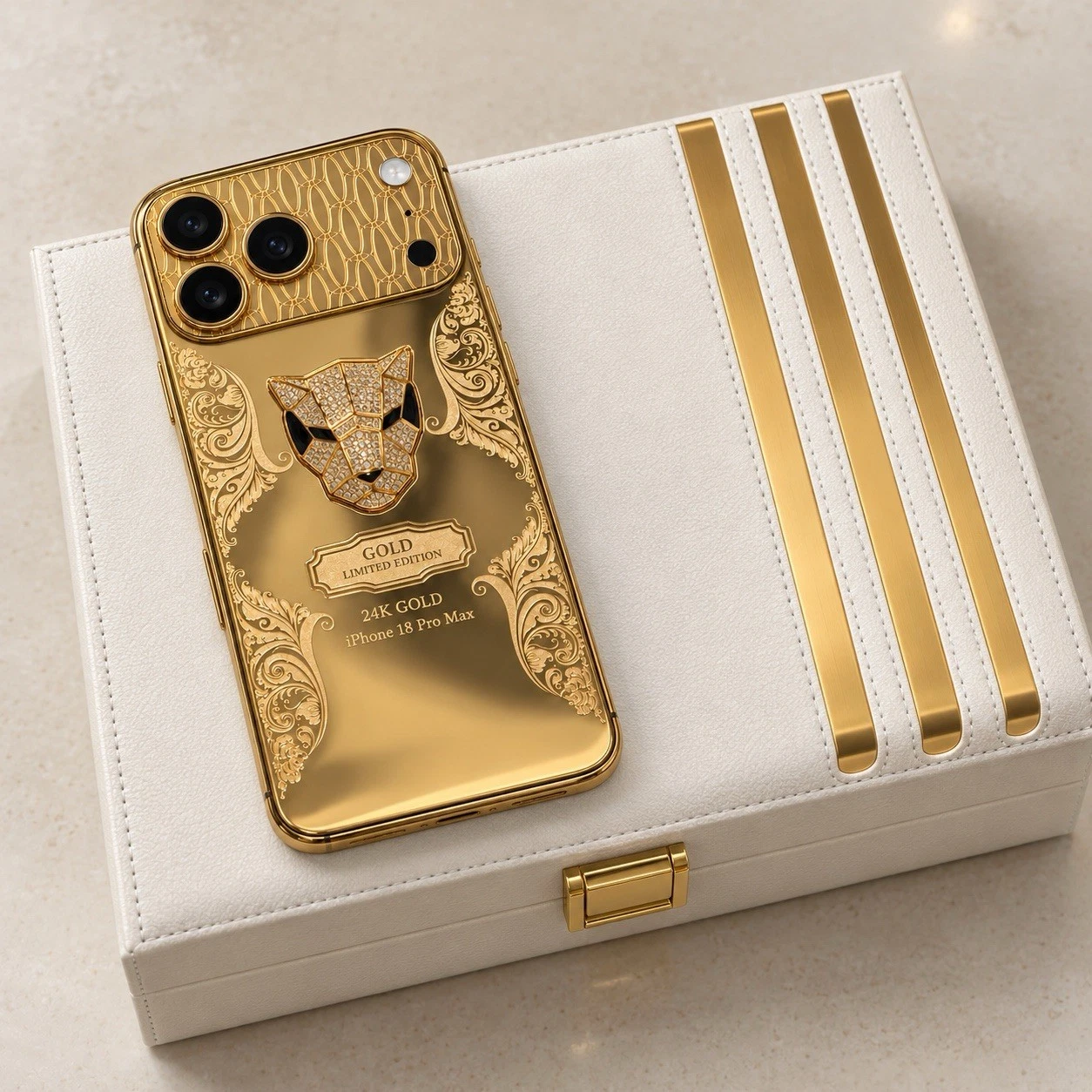 Custom 24k Gold Apple iPhone 18 Pro Max Engraved Diamond 2 TB Worldwide Unlocked — 24k Gold Apple Phones