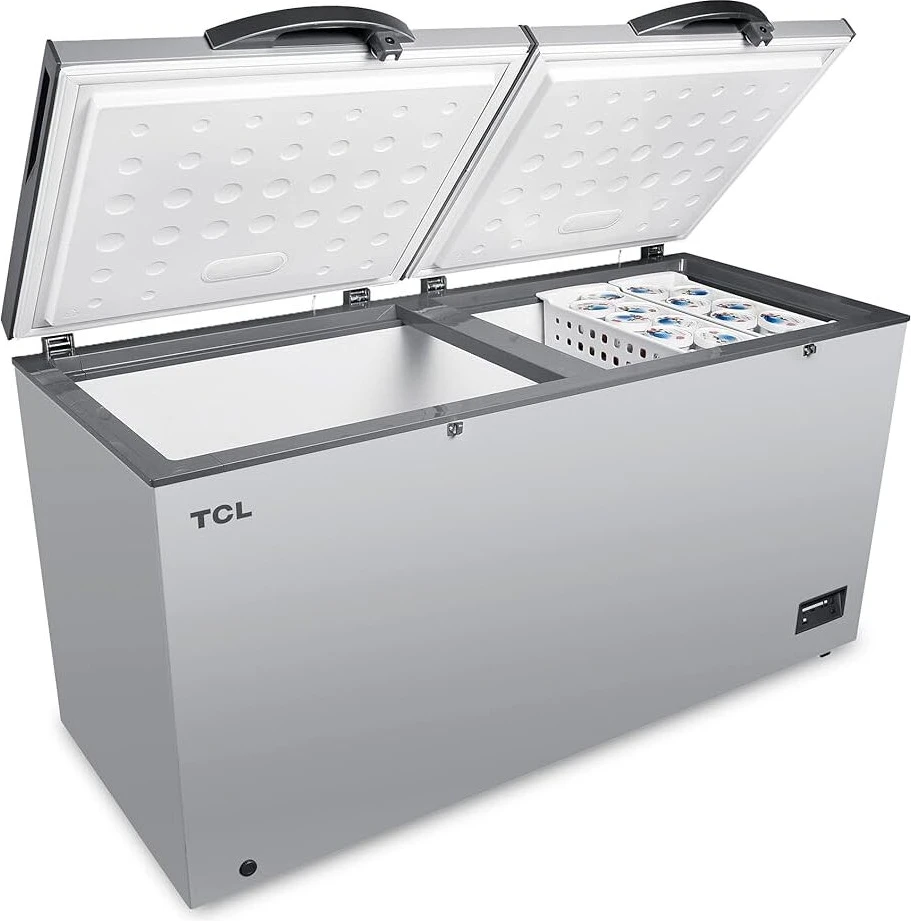 TCL 675L Double Door Chest Freezer F675CF, Mechanical Control, Super Freezing Function, Storage Basket, External Handle with Lock – Grey — TCL Freezer