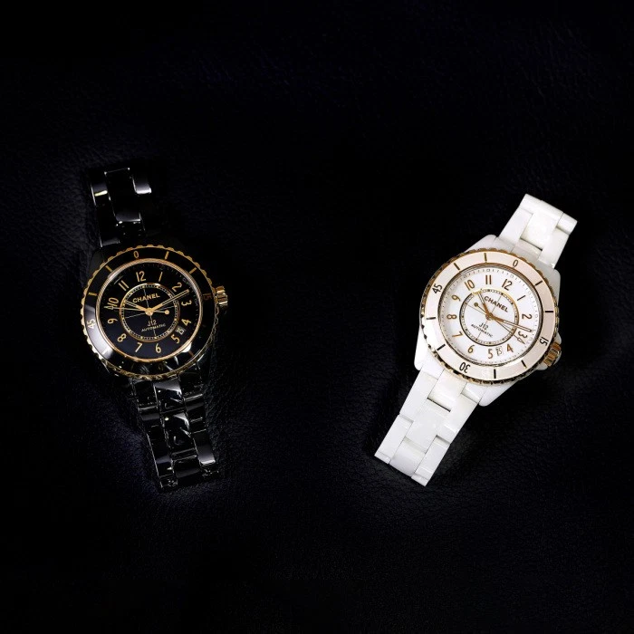 Chanel J12 H9541 Ceramic 18K Yellow Gold 38.0mm Black Dial Automatic #YKW325 — Chanel J12 Watches