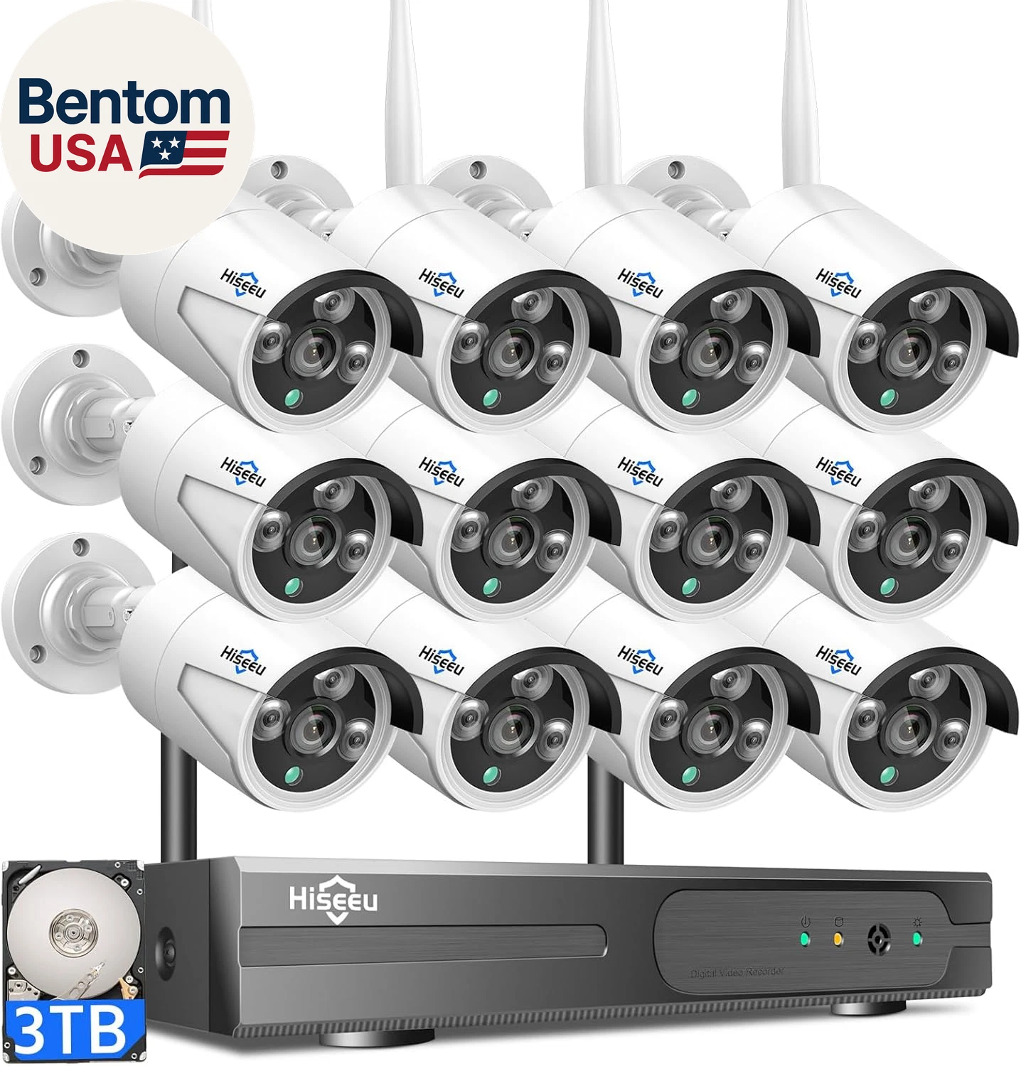 Wireless Pro Wifi Security Camera System, 16CH 4K NVR Kit, Plug-In Powered 12Pcs — WK-12HB615-CT Wireless Pro Wifi Security Camera System Cctv Cameras