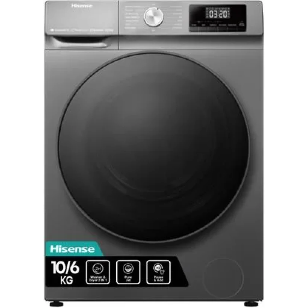 Hisense 10kg Washer And 6kg Dryer Washing Machine WDQY1014EVJM; 1400rpm, A+, – Grey (2YR WRTY) — Hisense Washing Machine