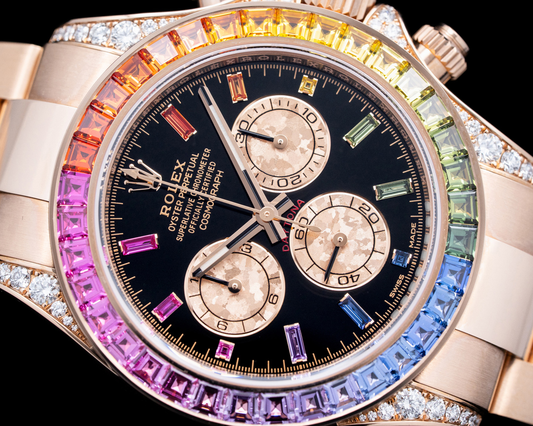 Rolex 116595RBOW Daytona Rainbow 18K Rose Gold Black Dial 2021 UNWORN — Luxury watch Watches